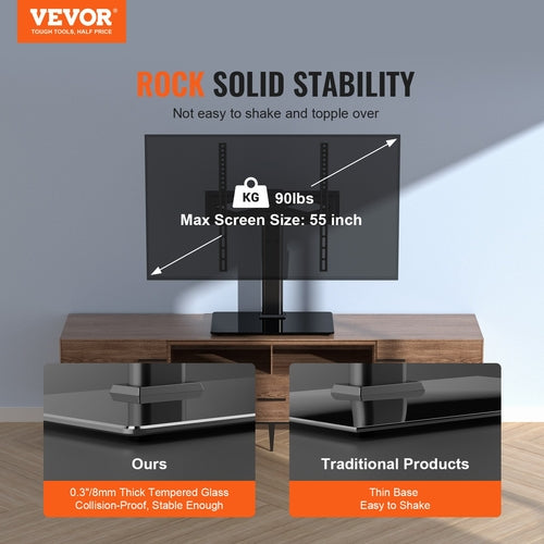 TV Stand Mount, Swivel Universal TV Stand for 32 to 55 inch TVs,
