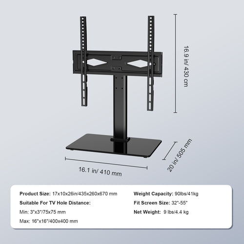 TV Stand Mount, Swivel Universal TV Stand for 32 to 55 inch TVs,
